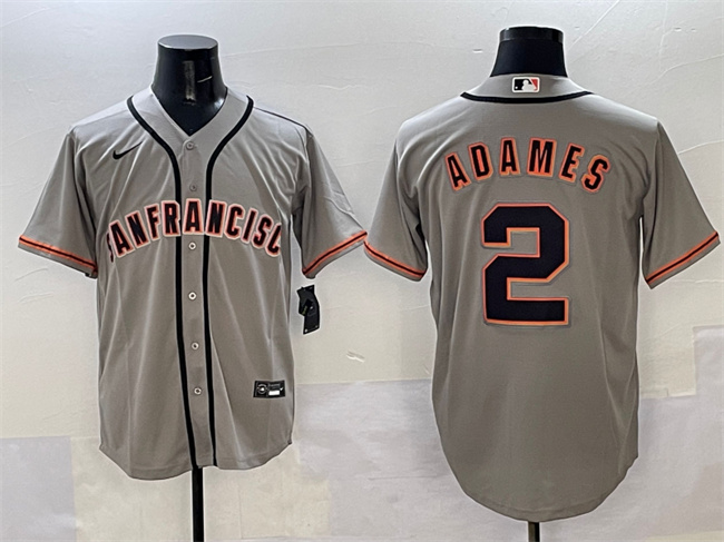 Men's San Francisco Giants #2 Willy Adames Grey Cool Base Stitched Baseball Jersey Men's San Francisco Giants #2 Willy Adames Grey Cool Base Stitched Baseball Jersey